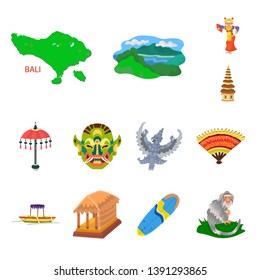 Vector design of bali and indonesia icon. Collection of bali and caribbean stock symbol for web.