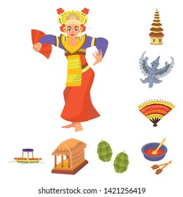 Vector design of bali and indonesia icon. Collection of bali and caribbean stock symbol for web.