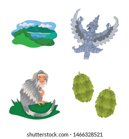 Vector design of bali and indonesia logo. Collection of bali and caribbean vector icon for stock.