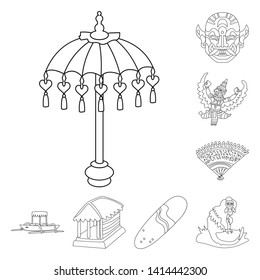 Vector design of balinese and caribbean sign. Set of balinese and geography vector icon for stock.