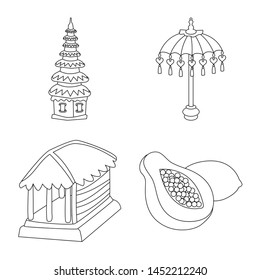 Vector design of balinese and caribbean sign. Collection of balinese and geography stock vector illustration.