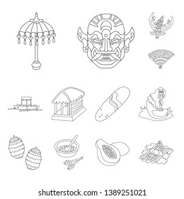 Vector design of balinese and caribbean symbol. Collection of balinese and geography vector icon for stock.