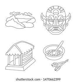 Vector design of balinese and caribbean symbol. Set of balinese and geography vector icon for stock.