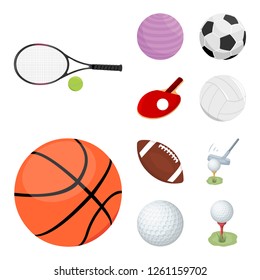 Vector design of ball and soccer icon. Set of ball and basketball vector icon for stock.