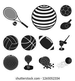 Vector design of ball and soccer symbol. Collection of ball and basketball vector icon for stock.