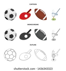 Vector design of ball and soccer symbol. Set of ball and basketball stock symbol for web.