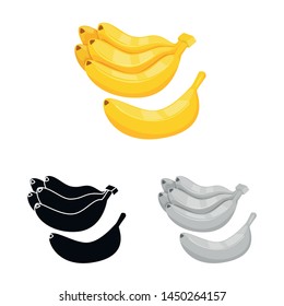 Vector design of banana and bunch logo. Set of banana and fruit stock symbol for web.