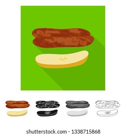 Vector design of banana and dry logo. Set of banana and tropical stock vector illustration.