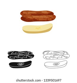 Vector design of banana and dry logo. Collection of banana and tropical vector icon for stock.