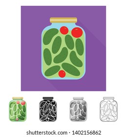 Vector design of bank and cucumbers sign. Set of bank and salty   vector icon for stock.