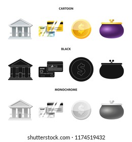 Vector design of bank and money logo. Set of bank and bill vector icon for stock.