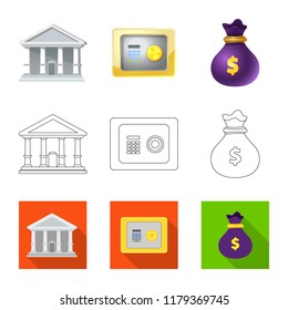 Vector design of bank and money logo. Set of bank and bill vector icon for stock.