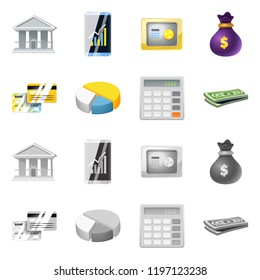 Vector design of bank and money logo. Collection of bank and bill stock symbol for web.
