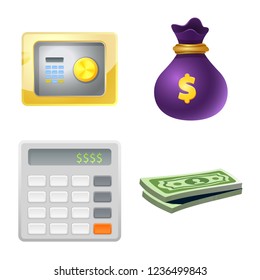 Vector design of bank and money logo. Set of bank and bill stock symbol for web.