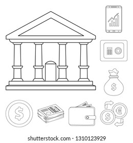 Vector design of bank and money logo. Collection of bank and bill stock vector illustration.