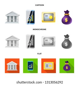 Vector design of bank and money logo. Set of bank and bill vector icon for stock.