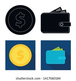 Vector design of bank and money logo. Collection of bank and bill stock vector illustration.