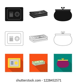 Vector design of bank and money sign. Collection of bank and bill vector icon for stock.