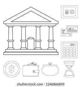Vector design of bank and money sign. Collection of bank and bill stock vector illustration.