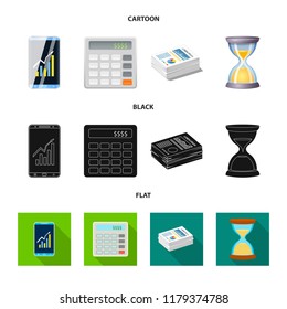 Vector design of bank and money symbol. Collection of bank and bill stock symbol for web.