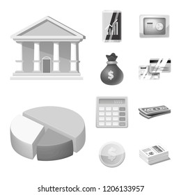 Vector design of bank and money symbol. Set of bank and bill stock symbol for web.