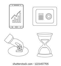Vector design of bank and money symbol. Set of bank and bill vector icon for stock.