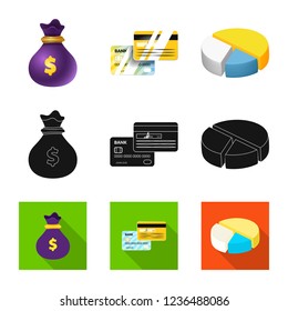 Vector design of bank and money symbol. Collection of bank and bill stock vector illustration.