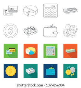 Vector design of bank and money symbol. Set of bank and bill vector icon for stock.