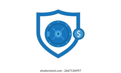 Diseño de Vector de seguridad bancaria, bóveda y seguridad financiera. Perfecto para conceptos de ciberseguridad, protección financiera y banca en línea.