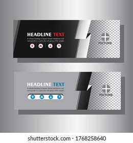 Vector design banner background black, gray, and white