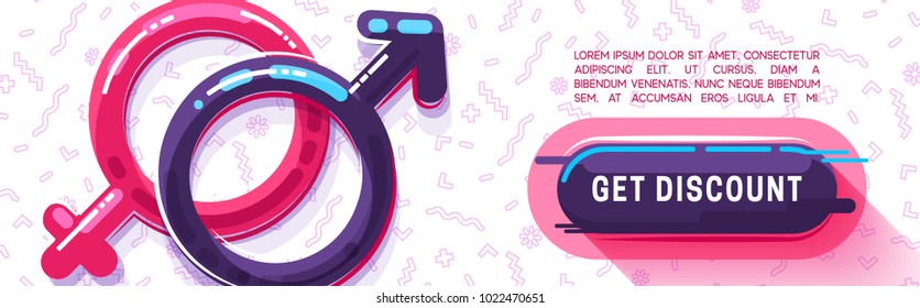 Vector design banner background, female and male sex symbol.