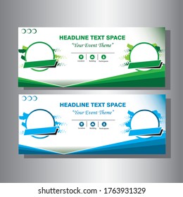 Vektordesign-Banner-Hintergrund grün und blau