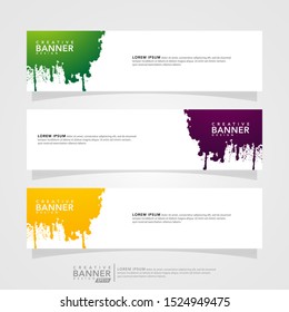 Vector design banner background template abstract. Collection of brush abstract template. Can used for design web banner, header, footer, layout, letterhed, landing page and social media promotion.
