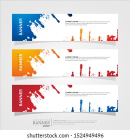 Vector design banner background template abstract. Collection of brush abstract template. Can used for design web banner, header, footer, layout, letterhed, landing page and social media promotion.