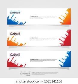 Vector design banner background template abstract. Collection of brush abstract template. Can used for design web banner, header, footer, layout, letterhed, landing page and social media promotion.