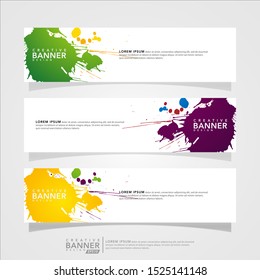 Vector design banner background template abstract. Collection of brush abstract template. Can used for design web banner, header, footer, layout, letterhed, landing page and social media promotion.
