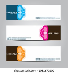 Vector design Banner backgrounds in three different colors.