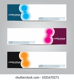 Vector design Banner backgrounds in three different colors.