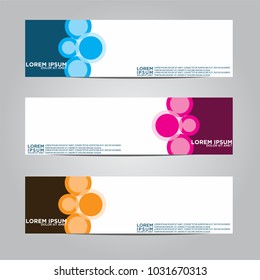 Vector design Banner backgrounds in three different colors.