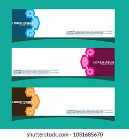 Vector design Banner backgrounds in three different colors.