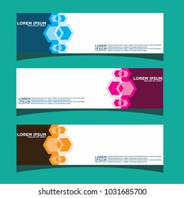 Vector design Banner backgrounds in three different colors.