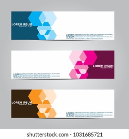 Vector design Banner backgrounds in three different colors.