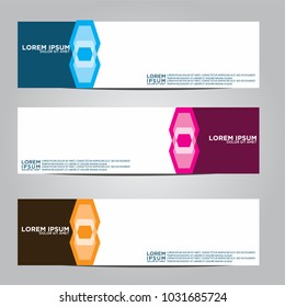 Vector design Banner backgrounds in three different colors.