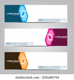 Vector design Banner backgrounds in three different colors.