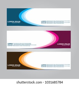 Vector design Banner backgrounds in three different colors.