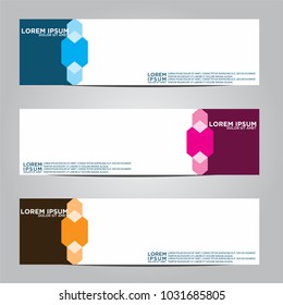 Vector design Banner backgrounds in three different colors.