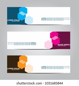 Vector design Banner backgrounds in three different colors.