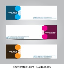 Vector design Banner backgrounds in three different colors.