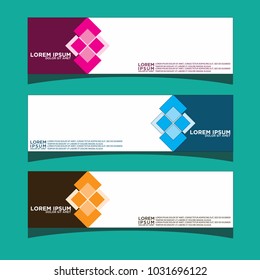 Vector design Banner backgrounds in three different colors.