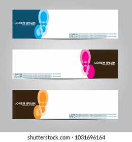 Vector design Banner backgrounds in three different colors.